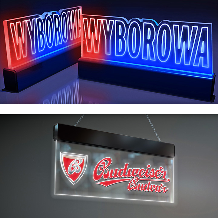 Key Company | INTERIOR | Engraved signs | Wyborowa & Budweiser
